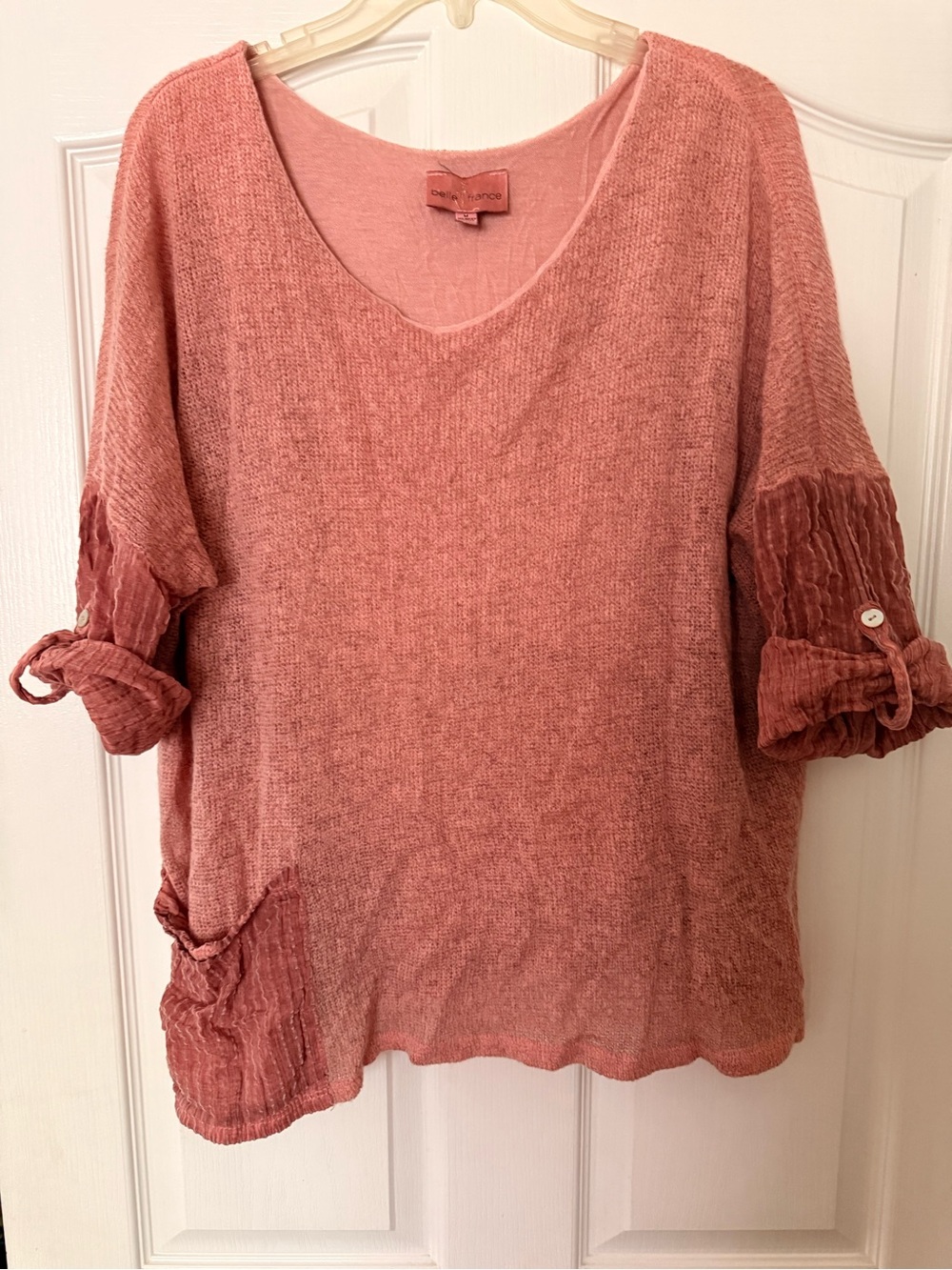 Dusty Rose Scoop-Neck Textured Women's Sweater